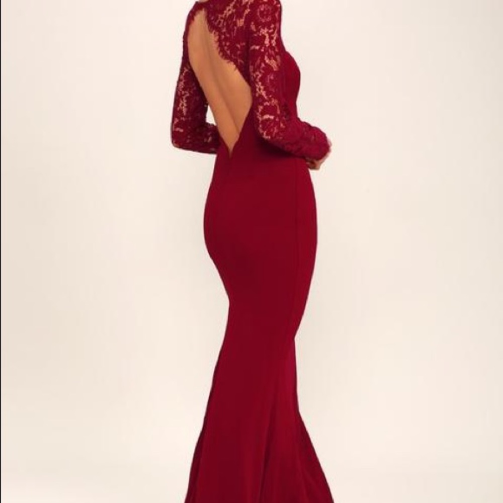 NEW Lulu's Whenever You Call Red Lace Maxi Dress - Picture 2 of 3